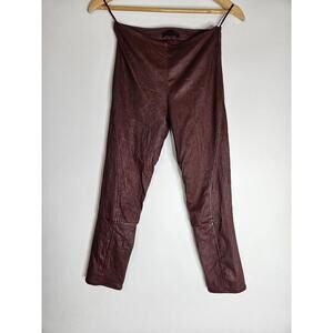 The Row Moto Stretch Lambskin Leather Red Moto Leggins Minimalist Size 2